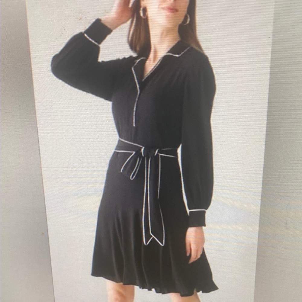 ❤ NWT! WHITE HOUSE BLACK MARKET FLOWY TIE WAIST SHIRT DRESS, 6